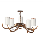 David Hunt Lighting Antler 5 Light Rustic Pendant Complete with Bespoke Shades